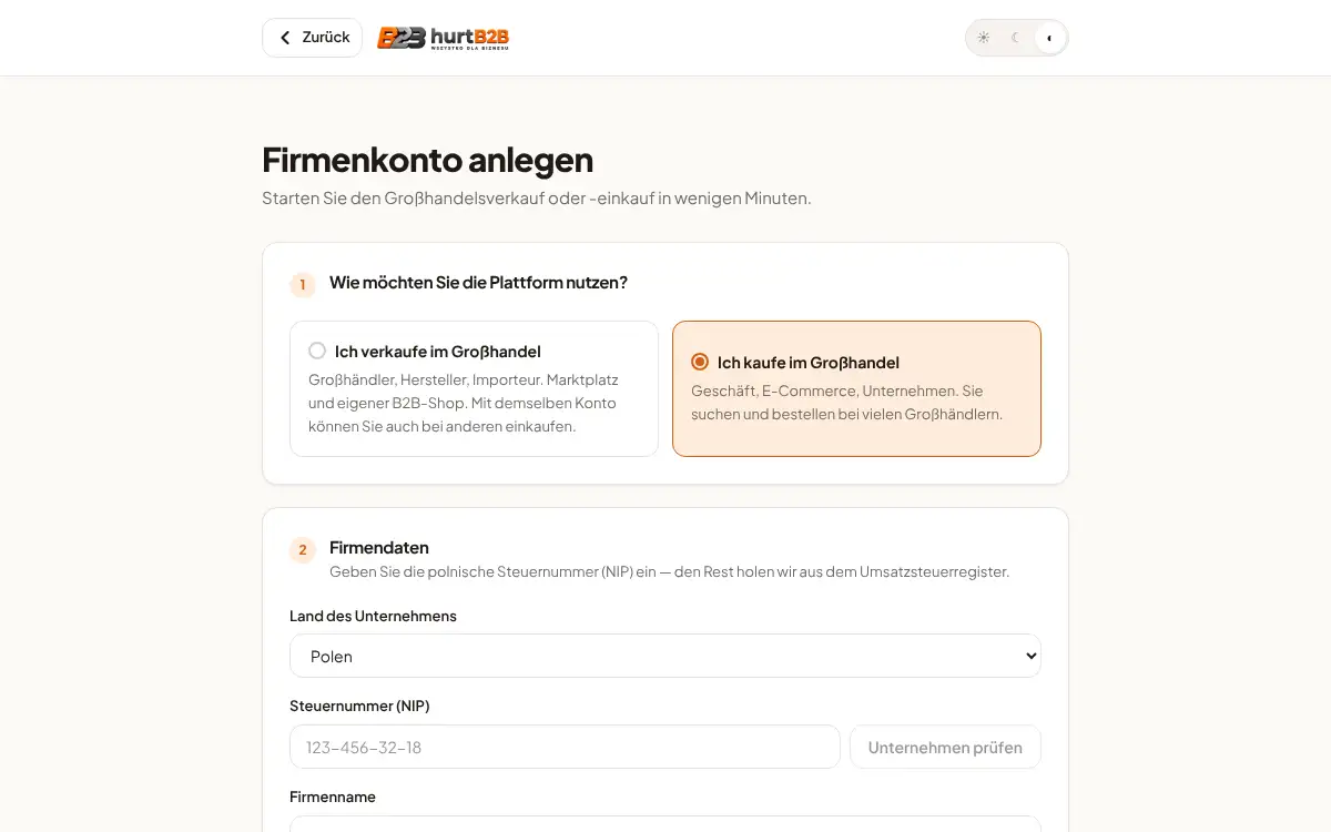 Bildschirm: So beginnen Sie mit dem Einkauf auf hb2b