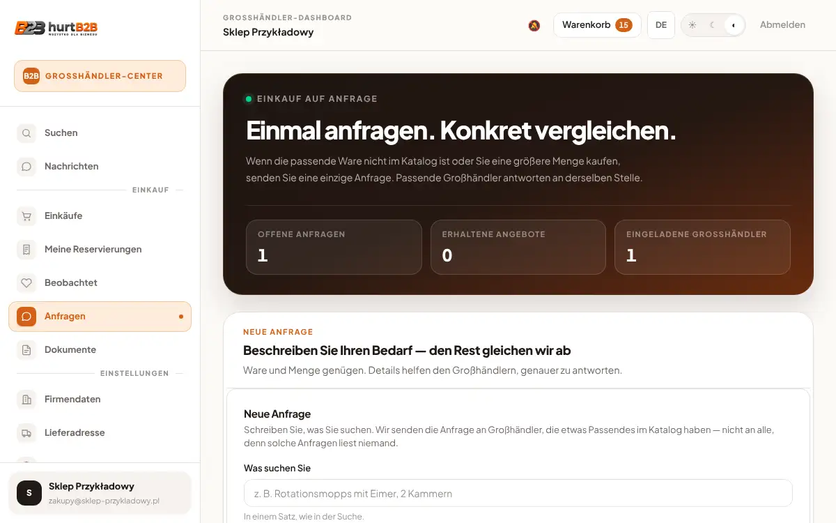 Bildschirm: Angebotsanfragen