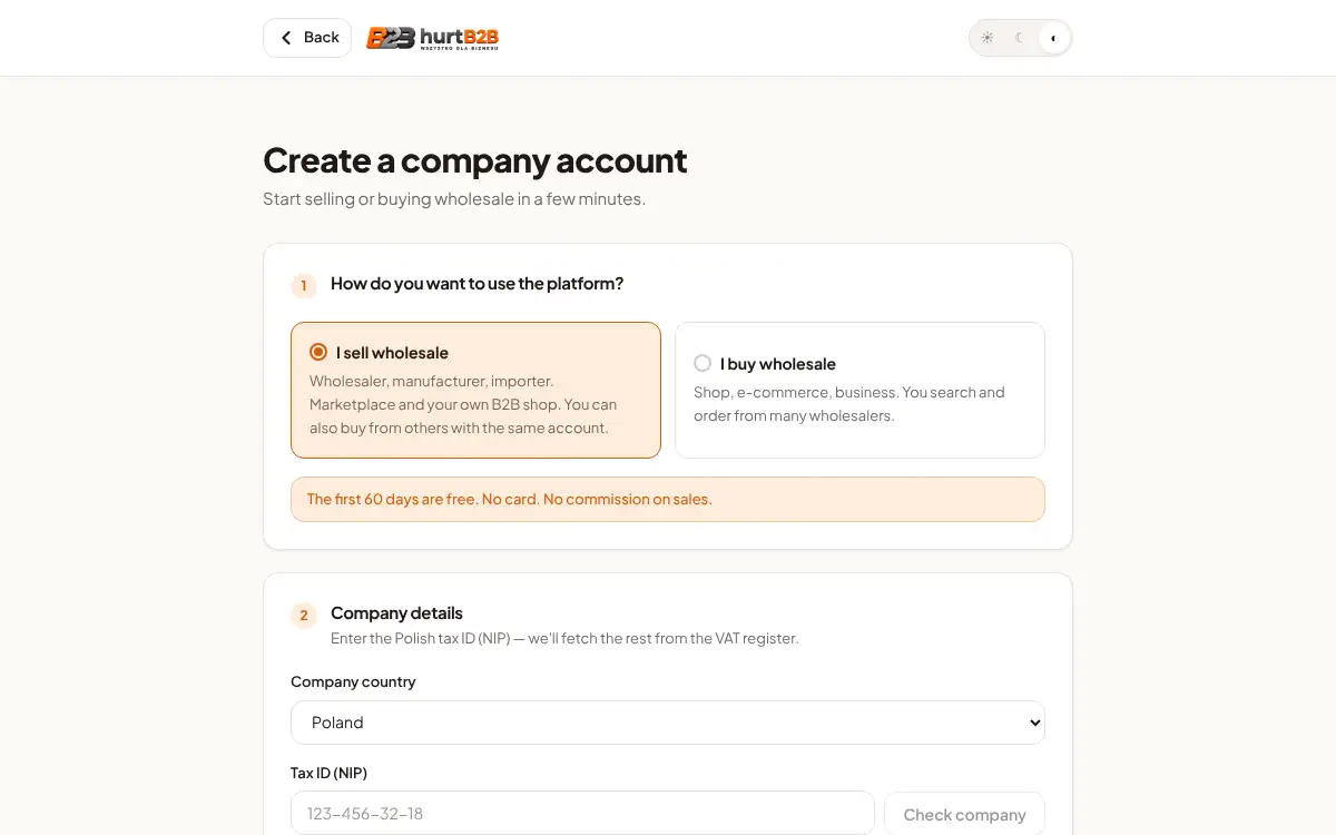 Screen: How to start selling on hb2b